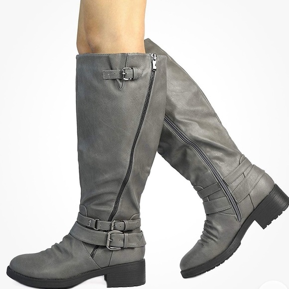 DREAM PAIRS Womens 11 Zipper Atlanta W Low Heel Buckle Riding Knee High Boot - Picture 1 of 16